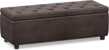 Kingsley 48" Wide Vegan Leather Storage Ottoman in Natural