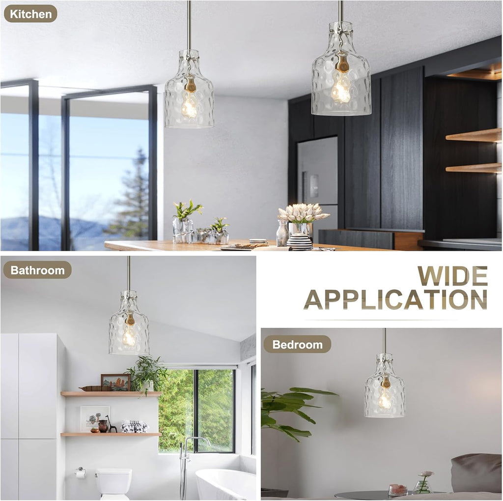 Modern Glass Pendant Lighting for Kitchen Island, Farmhouse Pendant Lights for Dining Room Kitchen Sink, Adjustable