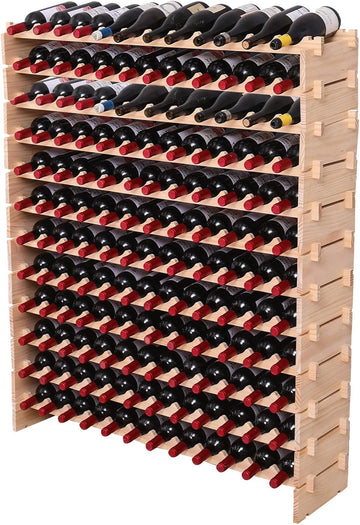 Wine Rack freestanding Floor Cabinet 144bottle Wood Stackable Storage Modular Wine Holder Display Shelves