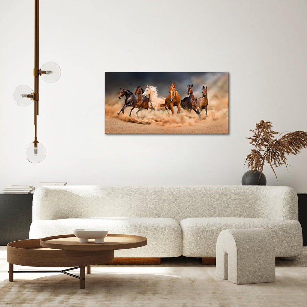 Large Horse Wall Art Running Horses Picture Prints on Canvas Modern Home Office Decoration Ready to Hang - 24"x48"