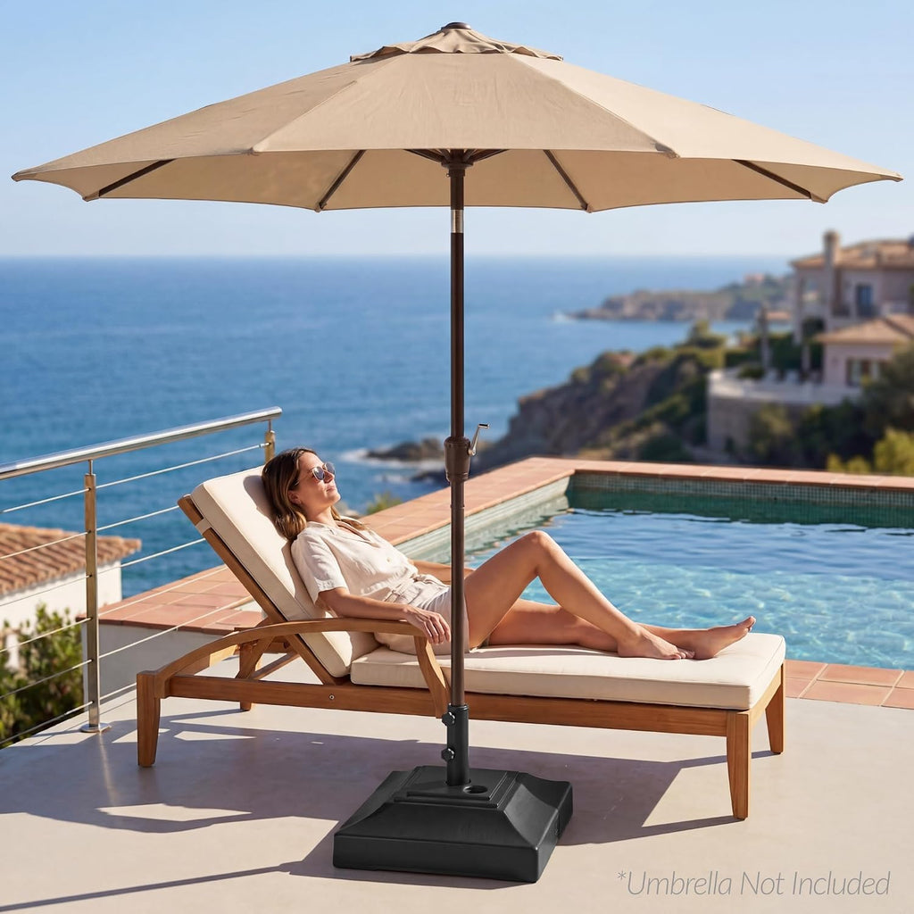 Fillable Umbrella Base Stand Pyramid Design Plastic Patio Umbrella Base Stand, Pole Holder w/ 55lbs Weight Capacity