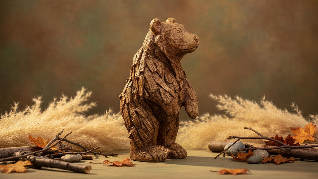 Brown Bear Statue Home Decor Statue Rustic Home Decorations, Boho Sculpture Resin Animal Collectible Figurines for