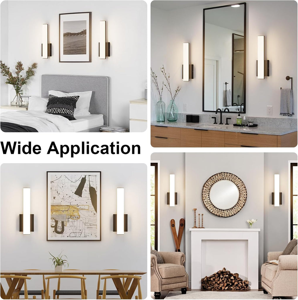 15.7 Inches Modern Bathroom Led Wall Sconces,18W 3000K Hardwired Wall Light with White Acrylic Lampshade,Indoor
