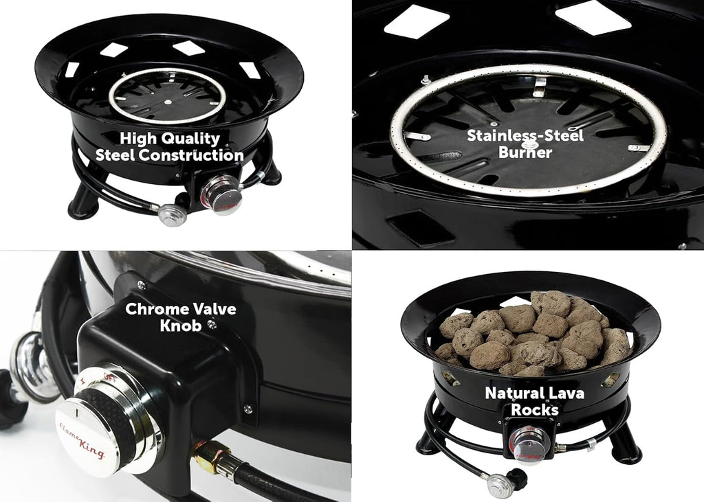 Smokeless Propane Fire Pit, 24-inch Portable Firebowl, 58K BTU with Self Igniter, Cover, & Carry Straps for RV