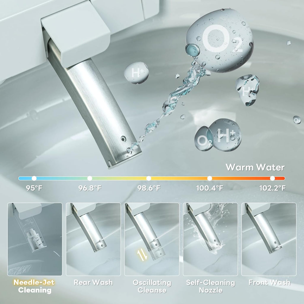 Smart Toilet with Bidet Built in, Auto Open/Close Lid,1000g MaP Flush, Heated Seat & Foam Dispenser