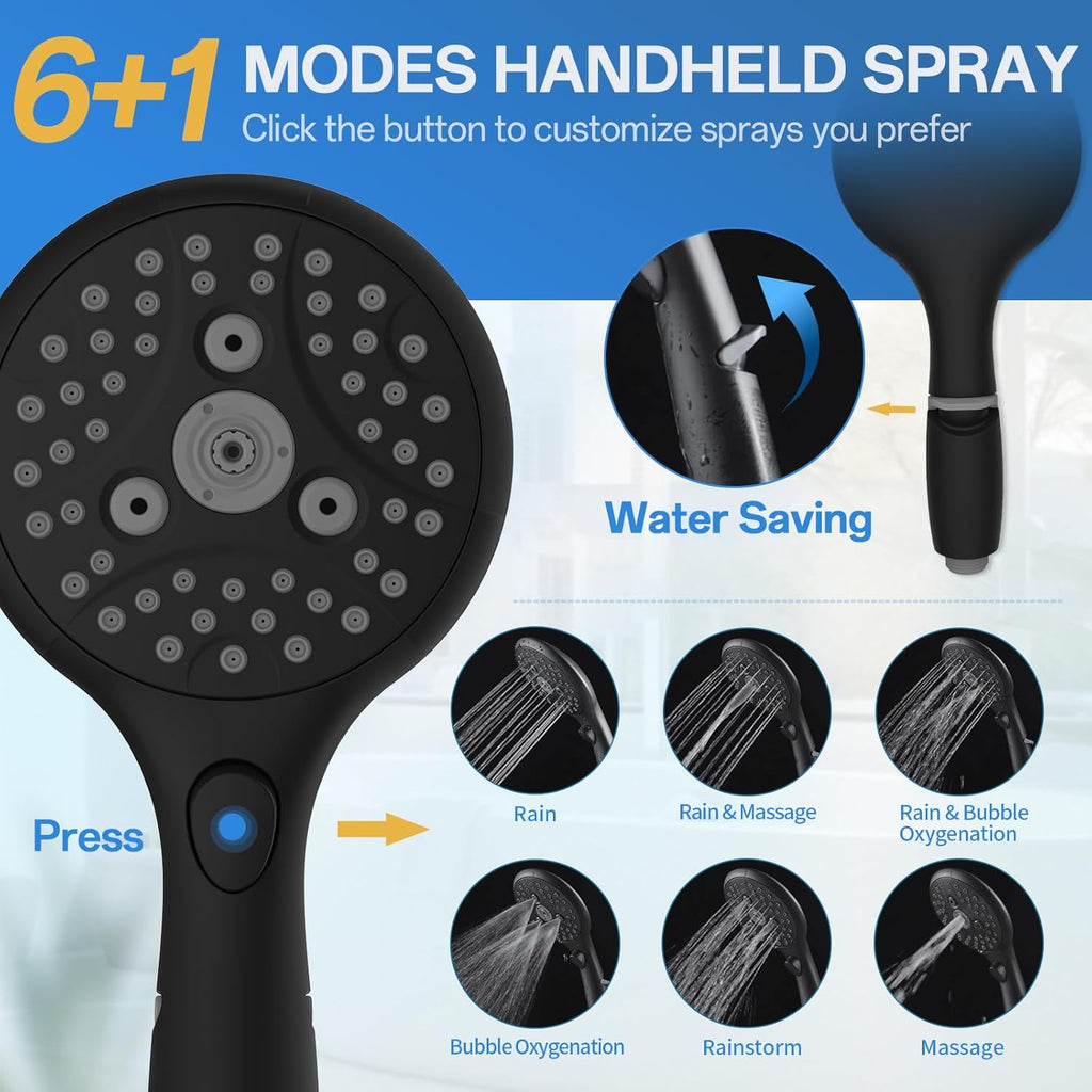High Pressure Rainfall Shower Head with Handheld Combo: Upgrade Dual Shower Head with 10 Inch Fixed Rain Showerhead