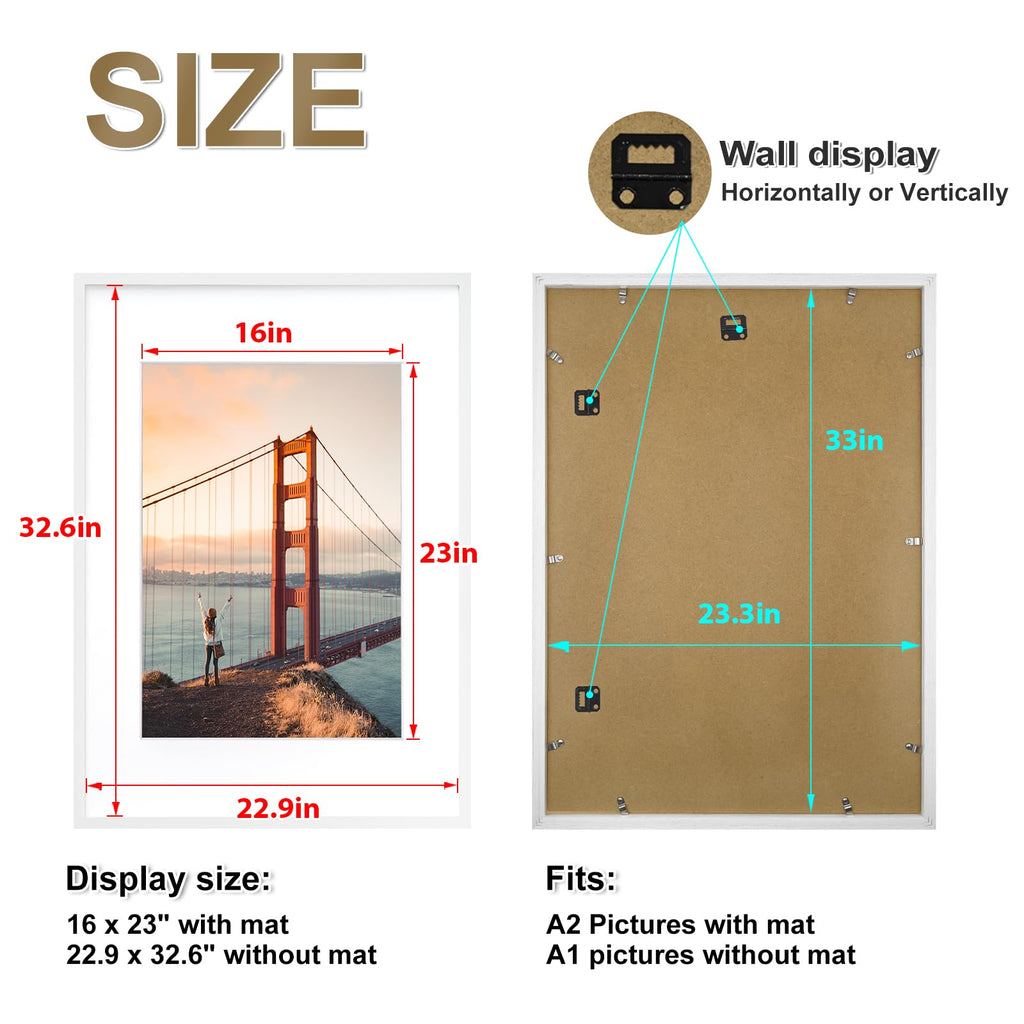A1 Picture Frame Solid Wood White Poster Frames 1 Pack