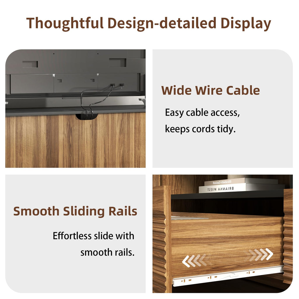 78.8 Inch Extra Long TV Stand for TVs up to 85'', Natural Oak