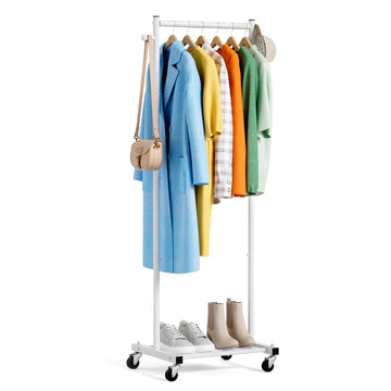 Small Clothes Racks for Hanging Clothes Clothing Rack with Wheels 60" Garment Rack with Shelves Portable Rolling