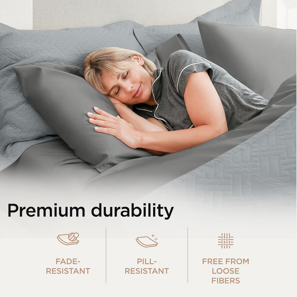 1200TC Supima Cotton Cal King Sheet Set, Sateen, Dark Grey