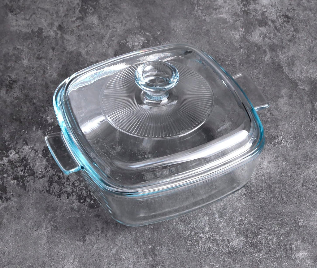 Clear Square Glass Casserole With Lid, Baking Dish With Cover, for Oven, Freezer and Dishwasher Safe (0.8-Quart