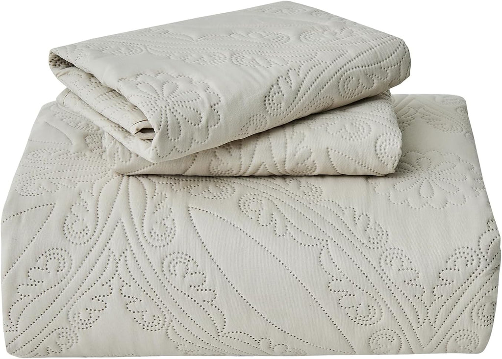 Oversized King Bedspreads 128x120 for Extra Wide Tall King or Cal King Bed Ultrasonic Quilted Coverlet Set 3 Piece
