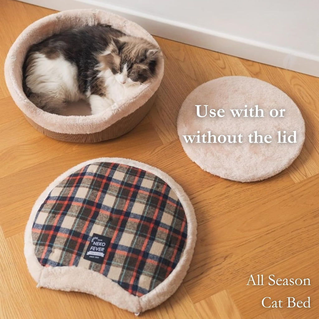 Cat Bed Cave - Enclosed Self Warming Hideaway with Detachable Lid & Mat