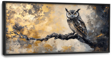 Owl Large Wall Art Framed Gold Wall Decor Mountain Owl Pictures Oversized Canvas Print Painting Modern Extra Large