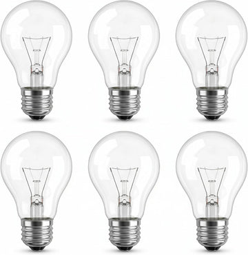 A15 Incandescent Appliance Bulb, Dimmable 15W, 2700K, E26, 6 Pack