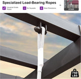 3-Seat Porch Swing with 12 Clear LED Lights Outdoor Metal Pergola Swing Hanging Cloud Swing Chair for Backyard Garden