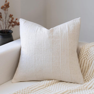 Decorative Neutral Throw Pillow Covers 20x20 Farmhouse Pillow Covers Cotton Check Cushion Covers Home Decor for Sofa