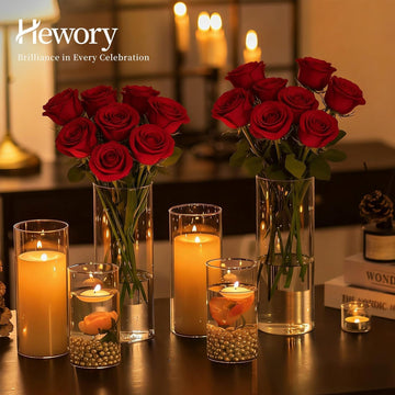 Hurricane Glass Candle Holders: 6 PCS Clear Hurricane Candle Holders for Pillar Candles Floating Candles, Glass