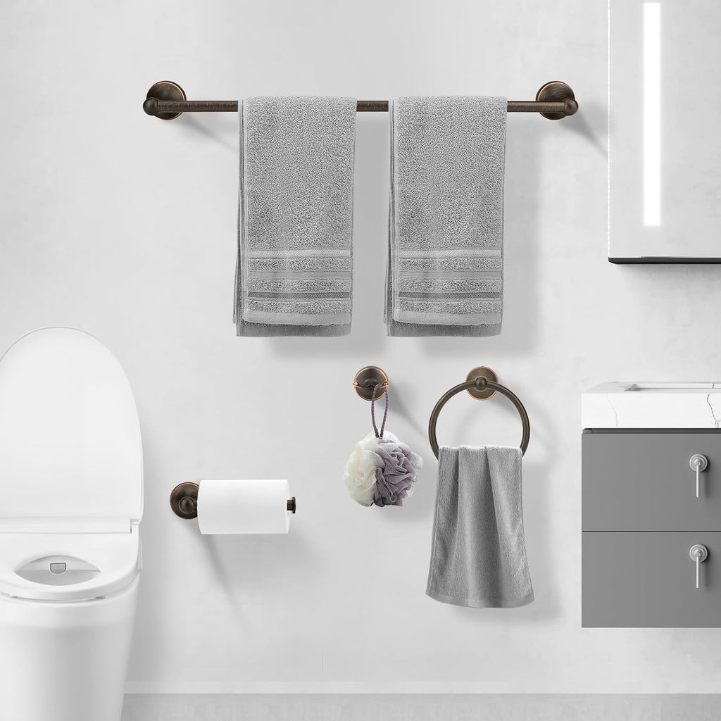 4 Piece Antique Bathroom Hardware Accessories Set Oil Rubbed Bronze,24 Inch Towel Bar Set,Towel Rack Set,Bathroom