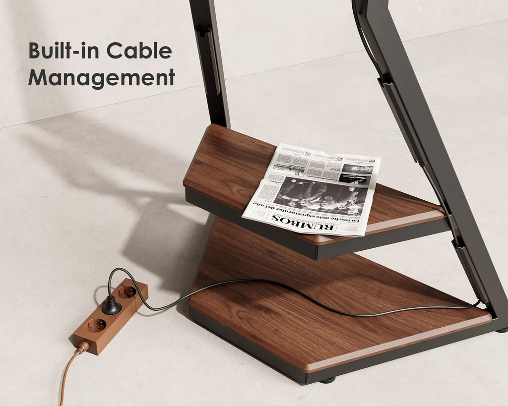 Corner TV Stand for 32-65 Inch TVs with Cable Management, Walnut