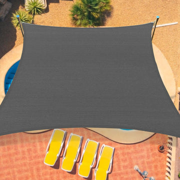 16'x20' Sun Shade Sail Curved Commercial Outdoor Shade Cover Dark Grey Rectangle Heavy Duty Permeable 185GSM UV Block