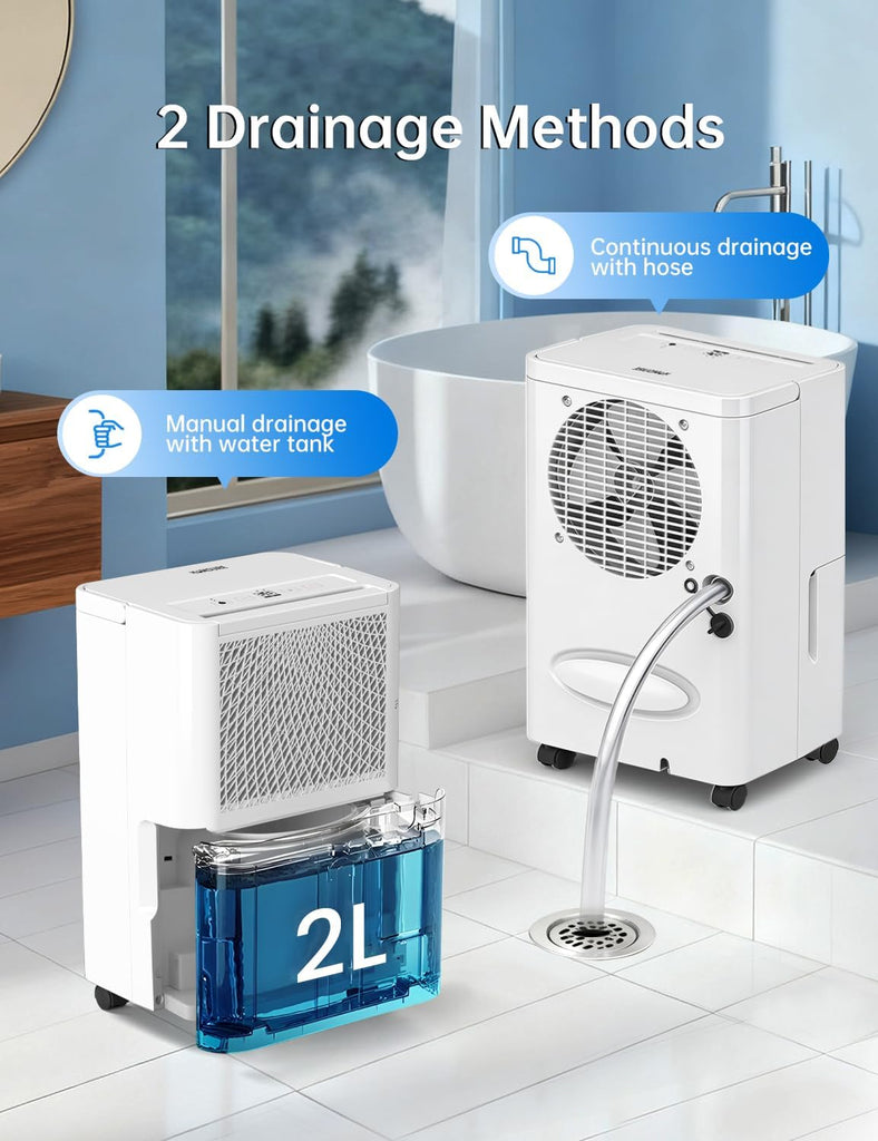 2500 Sq. Ft 30 Pints Dehumidifier Equipped With Drainage Hose, Automatic Defrosting, for Basement, Home, Bathroom