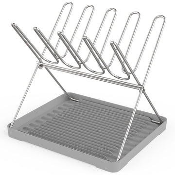 Bottle Drying Rack, Stainless Steel Foldable Water Bottle Drying Rack Organizer with Drain Tray for Baby Bottles