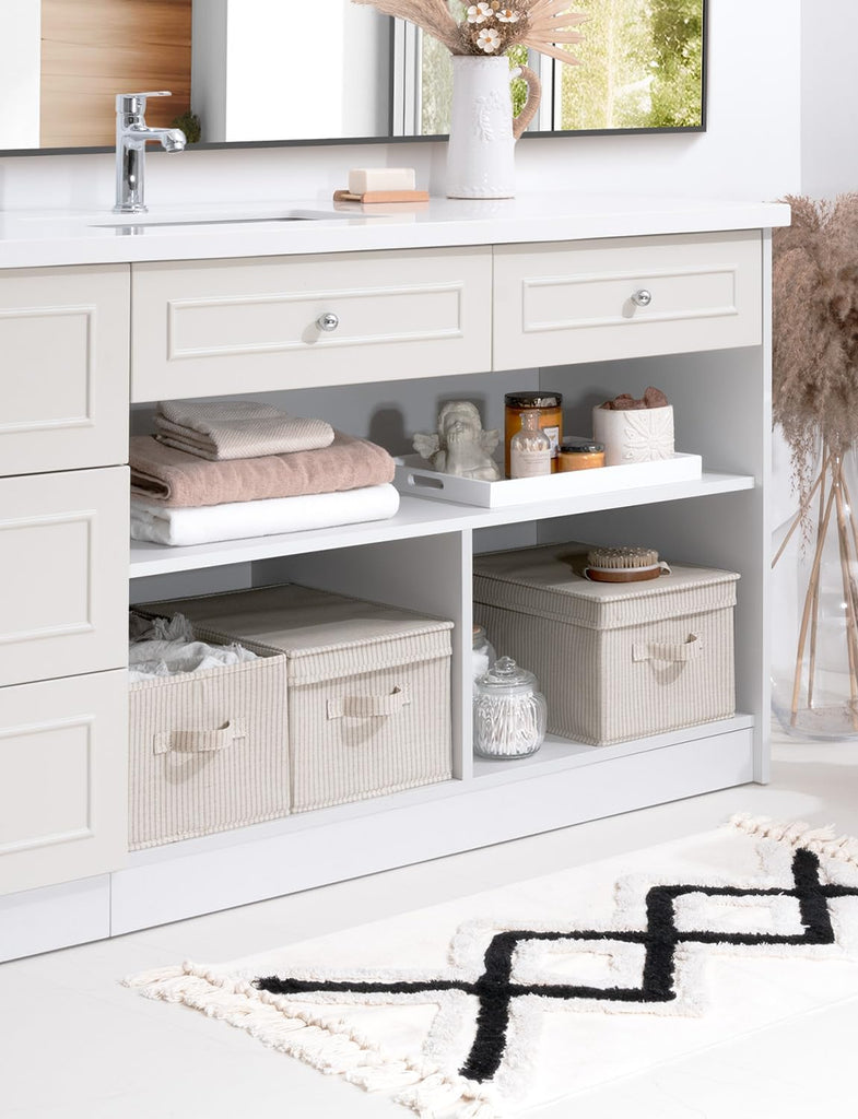 Fabric Storage Bins with Lids, Decorative Storage Bins with Soft Handles, Foldable Storage Baskets for Closet