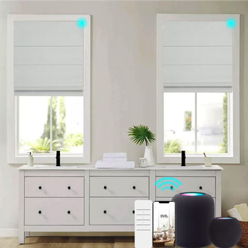 Smart Motorized Roman Shades Custom Blackout Blinds Remote Control Solar Panel for Indoor Windows, Black Out