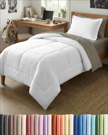 XL Comforter Set - White Bedding for All Seasons - 2 Piece Bed Set