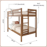 Bear Twin Over Twin Bunk Bed, Sturdy Bunk Bed Frame for Kids, Plywood Bunk with Ladder, Guardrail, and Slats
