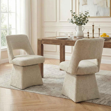 Upholstered Swivel Dining Chairs Set of 2, Modern Dining Room Chairs with Open Back, Chenille Fabric Kitchen Chairs