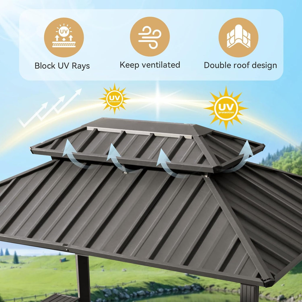 8' x 6' Grill Gazebo with Double Galvanized Steel Roof