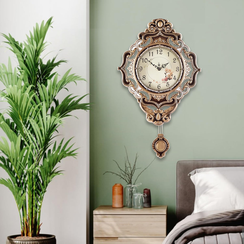 Snail Retro Wall Clock with Pendulum, European Victoria Mid Century Style