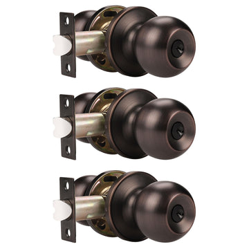 3 Pack Keyed Alike Door Locksets, Oil Rubbed Bronze Door Handles Lock, Front Entry Door Knobs with Same Key, Exterior