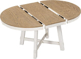 42"-58" Farmhouse Extendable Dining Table for 4-6, Solid Wood Round Dining Table with 16" Leaf & X-Shaped Base