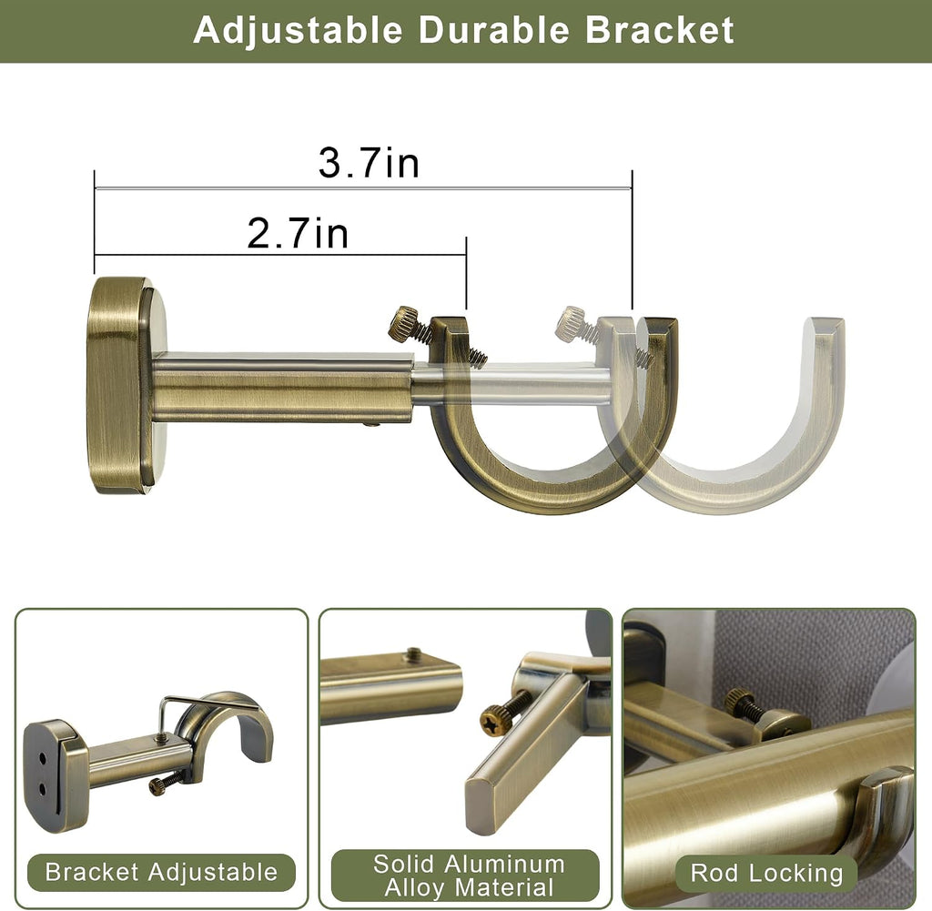 1 1/8 Inch Diameter Curtain Rods, Telescoping Heavy Duty Large Drapery Rod with Adjustable