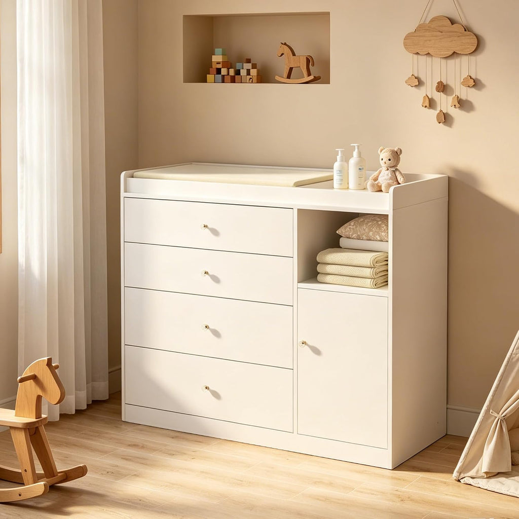 Baby Dresser with 5 Drawers Changing Table Dresser with Changing Table Top