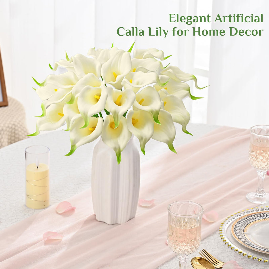 36 Pcs Creamy White Calla Lily Artificial Flowers Wedding Bouquet