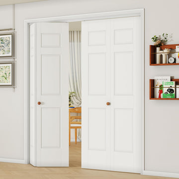 Bifold Closet Doors for 72" x 80" Opening, 6-Panel Hollow Core Folding Door