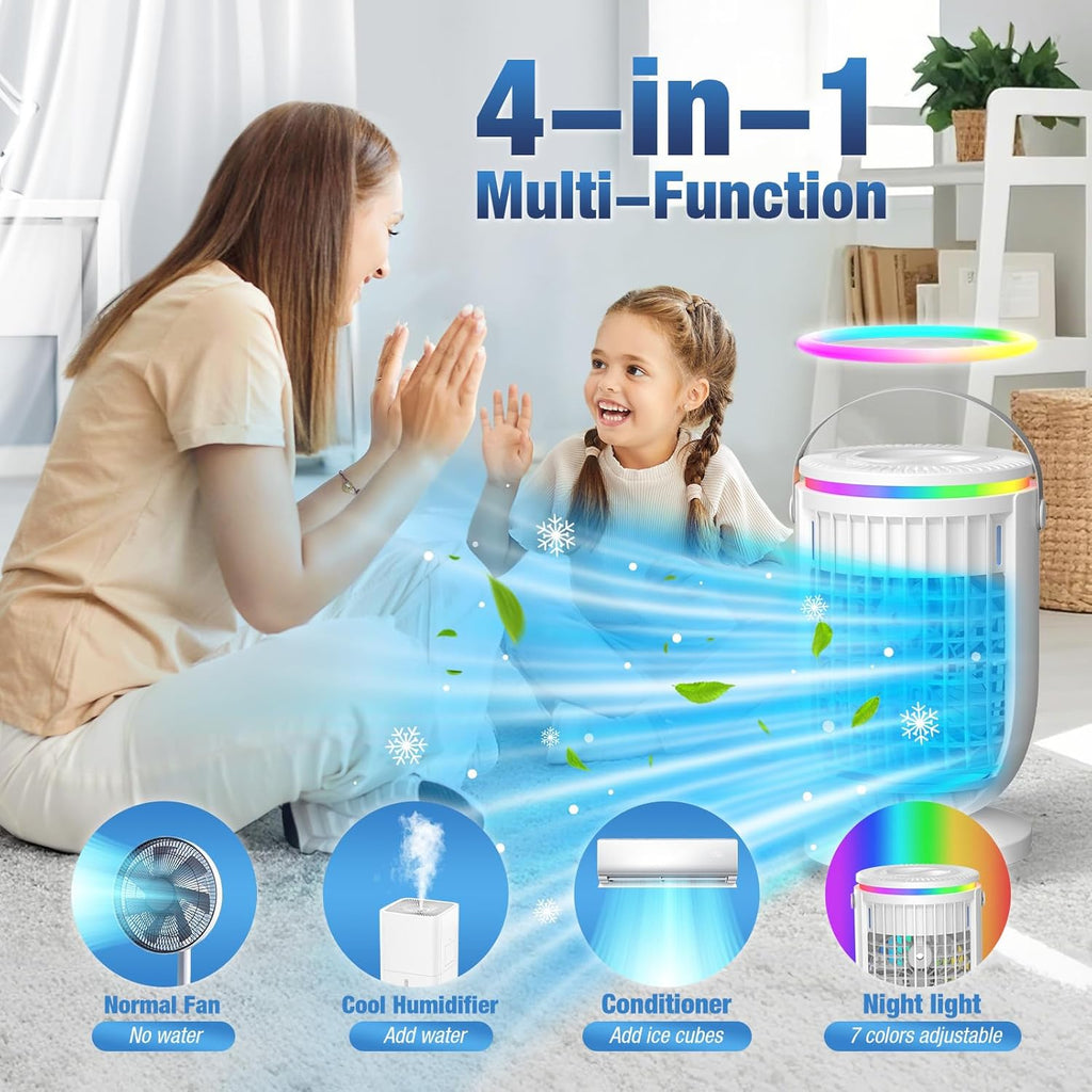 AI Portable Air Conditioners Fan with 120° Rotating Function,Evaporative Mini Room Air Conditioners