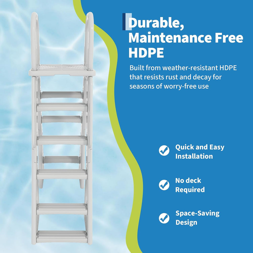 A-Frame Above Ground Pool Ladder with Anti-Slip Steps, HDPE Material | Heavy Duty Swimming Pool Steps with Safety