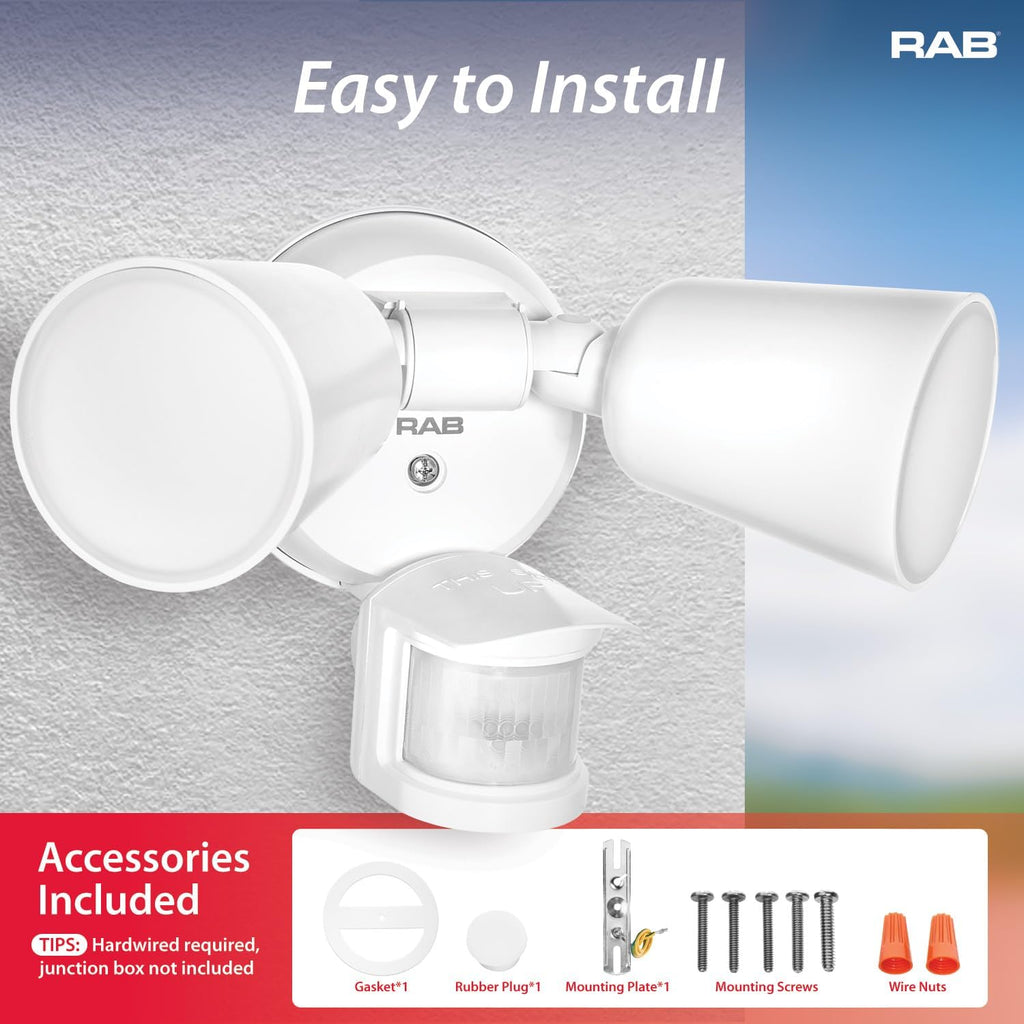 LU160 Luminator Motion Sensor Outdoor Lights - Flood Light for Security - Outside Dusk to Dawn Photocell, 3000k-5000k