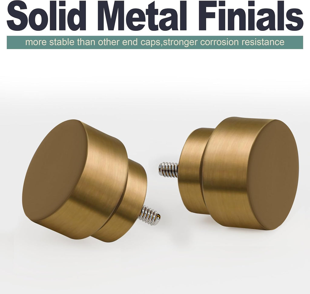 Warm Gold Curtain Rods for Windows Adjustable Length Heavy Duty 1" Diameter Brass Bronze Long Window