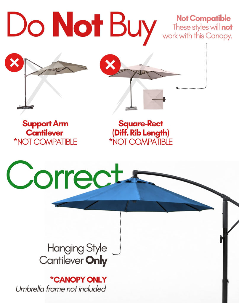 10' 8 Rib Hanging Offset Umbrella Replacement Canopy Only