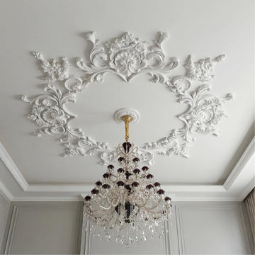 49.6'' Large PU Ceiling Medallion Combination Decorative 2.36'' ID French Style Chandelier Base Ceil