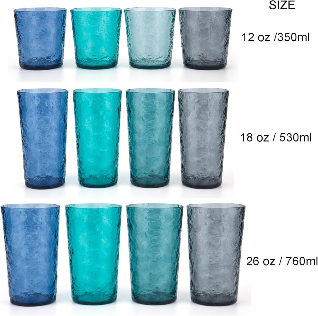 18-ounce Acrylic Highball Glasses Plastic Tumbler, set of 6 Blue