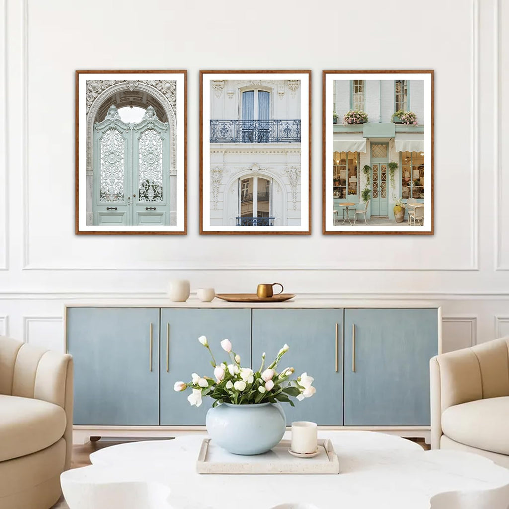 KAlRNE Vintage Italian Large Wall Art,Set of 3(24''X36''),Modern Paris Cityscape Wall Decor,European Street Picture
