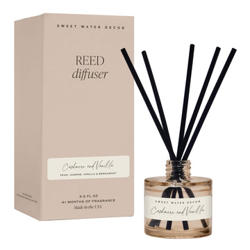 Cashmere and Vanilla Reed Diffuser - Room Decor Aesthetic with Long-Lasting Premium Fragrance of Milky Coconut