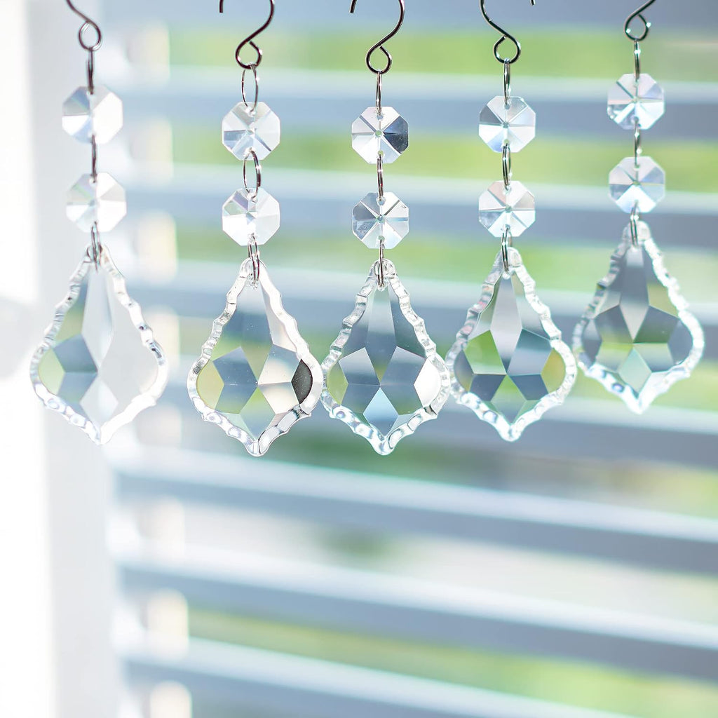20pcs Crystal Chandelier Prism Pendant, 50mm Suncatchers Hanging Crystals - Clear Maple Leaf Crystal Sun Catcher